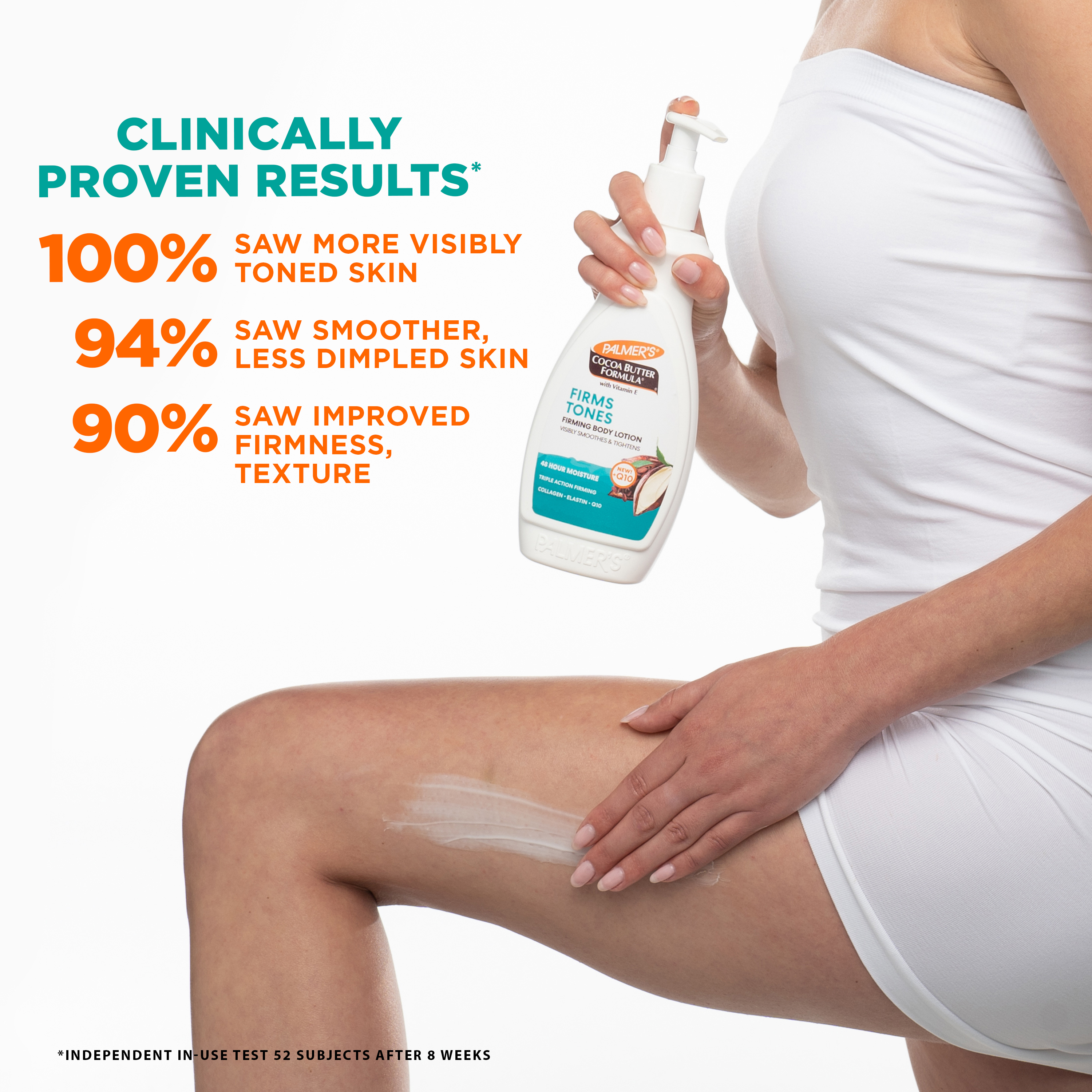 Efficacy claims for Palmer's Firming Body Lotion, a collagen and elastin beauty product.