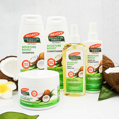 Palmer's Coconut Oil Formula Moisture Boost Hair Care for protective styles on a table
