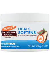 Benefits:

Heals & Softens rough, dry skin with natural Cocoa Butter and Vitamin E for healthier-looking skin
48 hour moisture
Vegan Friendly - no animal ingredients or testing
Dermatologist recommended, Suitable for eczema-prone skin
Free of parabens, phthalates
America's #1 Cocoa Butter Brand
4 out of 4 dermatologists recommend Palmer's
Works well layering with Palmer's Cocoa Butter Formula Daily Skin Therapy Body Lotion and Body Oil
Over 100 multi-purpose uses!

 
Heal and Soften extremely rough, dry skin with Palmer's Cocoa Butter Formula Original Solid, crafted with intensively moisturizing Cocoa Butter and Vitamin E. This unique concentrated solid melts into skin to lock in moisture. Proudly made in U.S.A., Palmer's® has been a trusted brand for over 180 years, providing high-quality natural products that are passed down from generation to generation. America's #1 Cocoa Butter brand Palmer's Cocoa Butter Formula uses the highest quality natural ingredients for superior moisturization head-to-toe.

Also available in the Cocoa Butter Body Care Set

