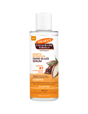 Benefits:

Silicone free, shine glaze serum
Tames frizz and smoothes down split ends
With marula oil to help seal and protect from dryness
Leaves hair shiny, soft and healthier-looking
Created for all curl patterns and textures
Silicone free
No parabens, phthalates, mineral oil, gluten or dyes
For healthier looking hair, use the entire Palmer's Cocoa Butter Formula Length Retention system
Committed to responsible sourcing

 
Palmer’s Cocoa Butter Formula® Length Retention system with Biotin, fully strengthens hair with powerhouse natural protectants that help block fragileness, brittleness, breakage and split ends, to help hair achieve its optimal length.
This light-weight, silicone free shine glaze serum, easily glides through hair to smooth down frizz and split ends with marula oil to help seal and protect from dryness. Leaves hair shiny, soft and healthier looking