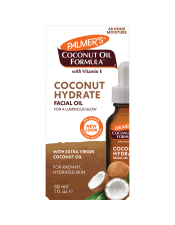 Benefits:

Gives skin a healthy-looking, radiant glow
48 hour moisture 
Non-comedogenic, hypoallergenic and dermatologist tested
Fair Trade Certified Organic Extra Virgin Coconut Oil
Ethically & sustainably sourced oils
Free of parabens, phthalates, mineral oil, sulfates and dyes
Not tested on animals

 
Palmer's Coconut Hydrate Facial Oil combines Fair Trade Extra Virgin Coconut Oil and 9 other pure precious oils to deeply boost hydration, replenishing and revitalizing skin to its most naturally dewy, radiant and healthy-looking state. Helps maintain skin's optimal moisture level so skin is balanced and never greasy or over producing oil to compensate for dryness.