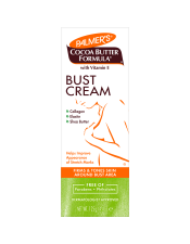 Benefits:

Firm, tone and help visibly improve the appearance of stretch marks around bust area
For after pregnancy or weight loss
After 8 weeks*: 98% felt the appearance of the skin around the bust area was more toned, tightened or firmer and 99% said that stretch marks around their bust area were visibly reduced
Hypoallergenic and dermatologist tested
Free of parabens and phthalates

 
Palmer's Cocoa Butter Formula Bust Cream is a specially formulated cream that smoothes on like a gel. It will firm and tone your bust area even after pregnancy and weight loss.  Made with a unique blend of pure Cocoa Butter, Shea Butter and Vitamin E, to maximize your skin's moisturization, while Collagen, Elastin and other proven ingredients help support the skin around the bust area and increase tone and firmness.
*Based on an 8 week in home trial of 53 female panelists, aged 25-55