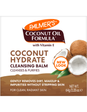 Benefits:

Makes removing makeup effortless without tugging or need to wash face multiple times
Non-comedogenic, hypoallergenic and dermatologist tested
Not tested on animals 
Free of parabens, phthalates, mineral oil, sulfates and dyes
Solid formula perfect for travel

 
Palmer's Coconut Hydrate Cleansing Balm is a natural oil-based solid facial cleanser which makes it much more effective and effortless at removing makeup, even longwear and stubborn eye makeup. Emulsifies with water into a rich, creamy facial cleanser to gently remove makeup, dirt and impurities while still keeping skin nice and hydrated. 