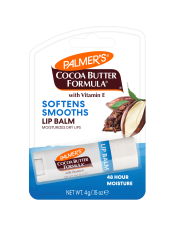 Benefits:

Softens, moisturizes and protects chapped lips
Soothes dry, chapped lips

 
Palmer's Cocoa Butter Formula Original Ultra Moisturizing Lip Balm, enriched with Vitamin E helps prevent and protect chapped, cracked or wind-burned lips.  Smooth application and convenient size make this the perfect year-round lip balm.
