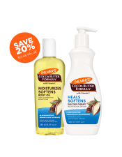 Benefits:

Get all your Cocoa Butter Body Care essentials in one convenient bundle pack at a special price
Includes 13.5 fl oz Daily Skin Therapy Body Lotion & 8.5 fl oz Moisturizing Body Oil
Deeply moisturize and heal dry skin
Ideal for all skin types
48 hour moisture

 
Moisturize and heal rough, dry skin from head to toe with the Cocoa Butter Body Care bundle. 
Lock in moisture while softening skin all-over-body with the indulgently rich Daily Skin Therapy Body Lotion – ideal for all skin types. The Moisturizing Body Oil combines Cocoa Butter and Vitamin E with Soybean, Safflower and Sesame Oils to instantly hydrate dry skin, leaving it silky smooth.