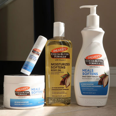 Palmer's Cocoa Butter Formula products for protecting skin from wind on table