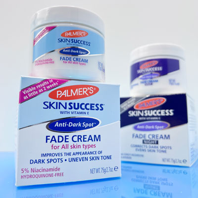 With niacinamide for dark spots, Palmer's Skin Success Fade Creams on blue counter