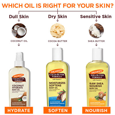 A comparison of Palmer's Body Oils, an essential part of any skin care routine for dry skin
