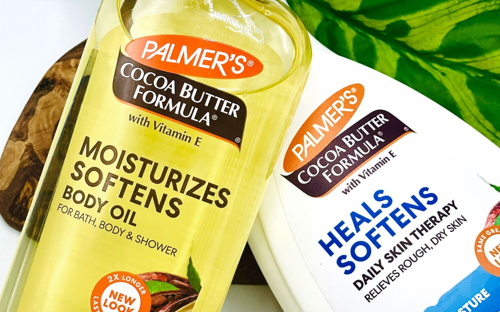 Whether you use body oil or lotion first, Palmer's Cocoa Butter Formula Moisturizing Body Oil & Daily Skin Therapy Lotion will leave your skin healthy-looking and glowing