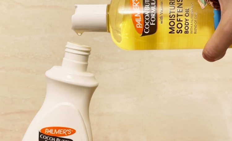 Try our favorite skin care hack mixing the Cocoa Butter Body Lotion and Body Oil together for softer, smoother skin in a single step